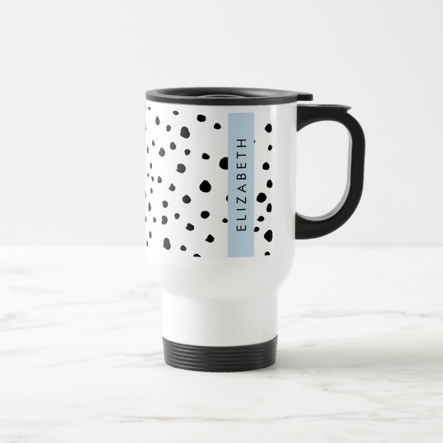 Dalmatiska prickar, prickar, svart och vitt, ditt  resemugg (Höger)