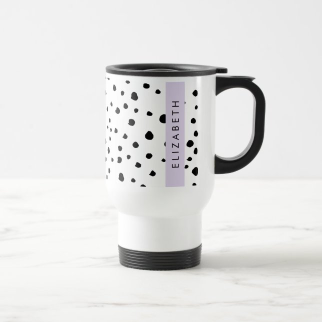 Dalmatiska prickar, prickar, svart och vitt, ditt  resemugg (Höger)