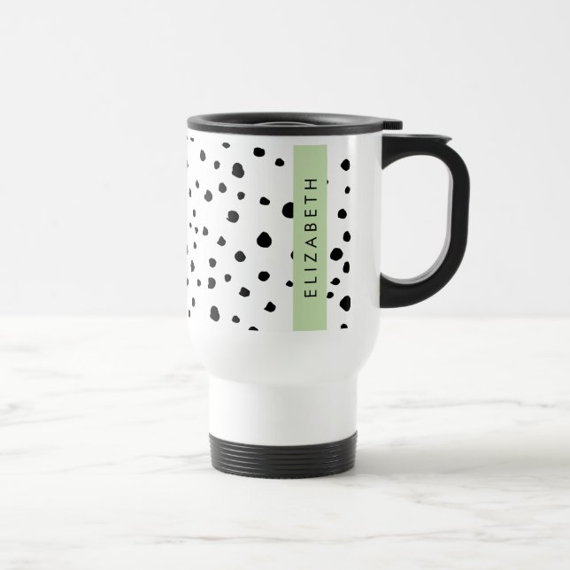 Dalmatiska prickar, prickar, svart och vitt, ditt  resemugg (Höger)