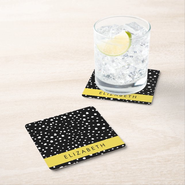 Dalmatiska prickar, prickar, svart och vitt, ditt  underlägg papper kvadrat (Insitu)