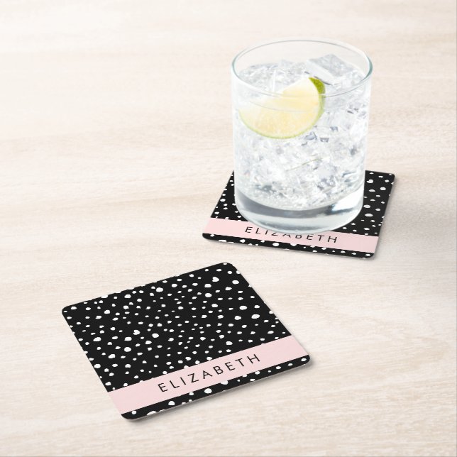 Dalmatiska prickar, prickar, svart och vitt, ditt  underlägg papper kvadrat (Insitu)