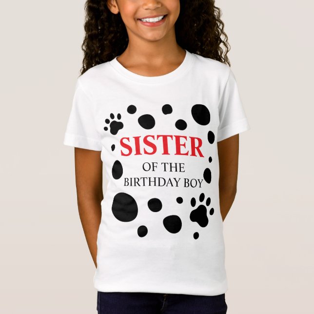 Dalmatiska prickar syster till födelsedagsbarnet t shirt (Framsida)