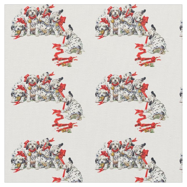 Dalmatiska Valper med Helgdag Ribbon Tyg (Närbild)