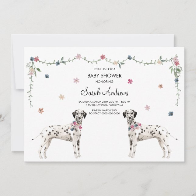 Dalmatiskt Hund Baby Shower Card Inbjudningar (Framsida)