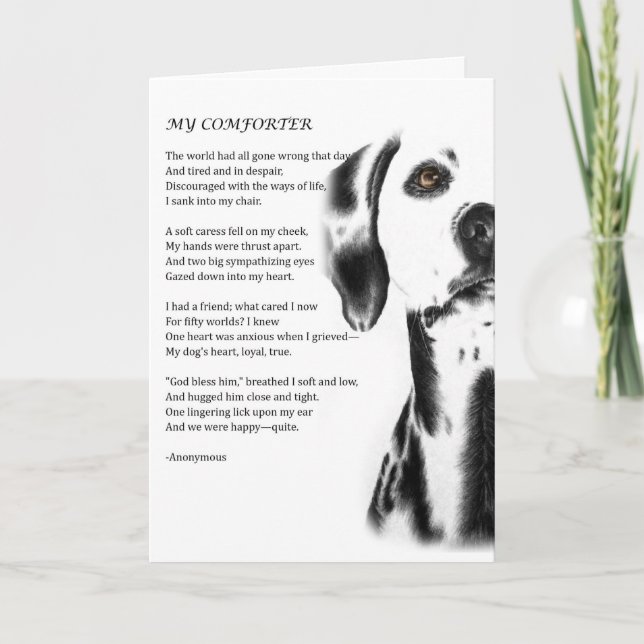 Dalmatiskt Hund Comforter Poetry Kort (Framsida)