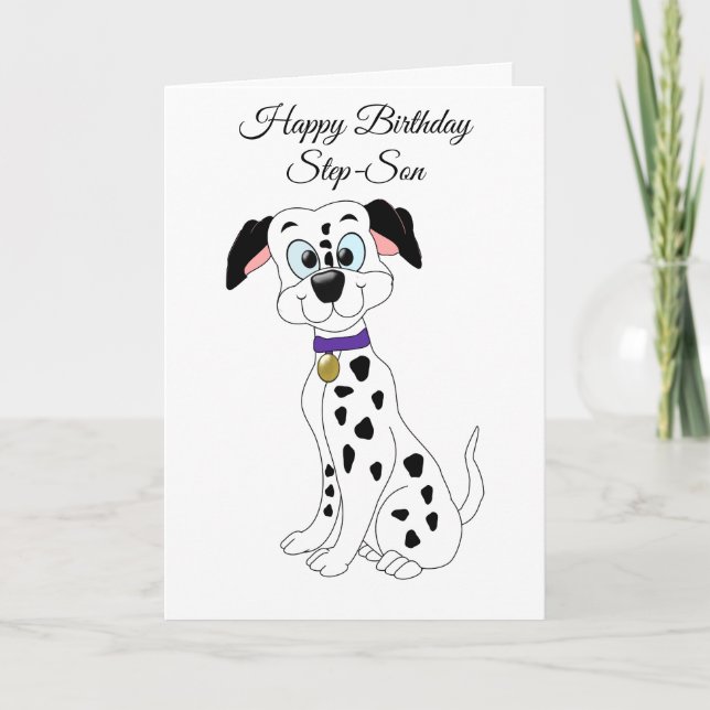 Dalmatiskt Hund Step Son Birthday Card Kort (Framsida)