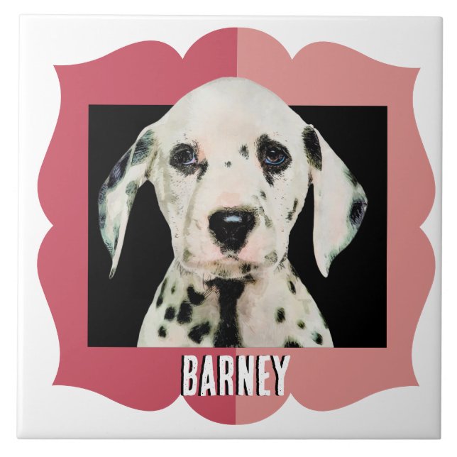 Dalmatiskt skräddarsytt foto mönster ram kakelplatta (Framsidan)