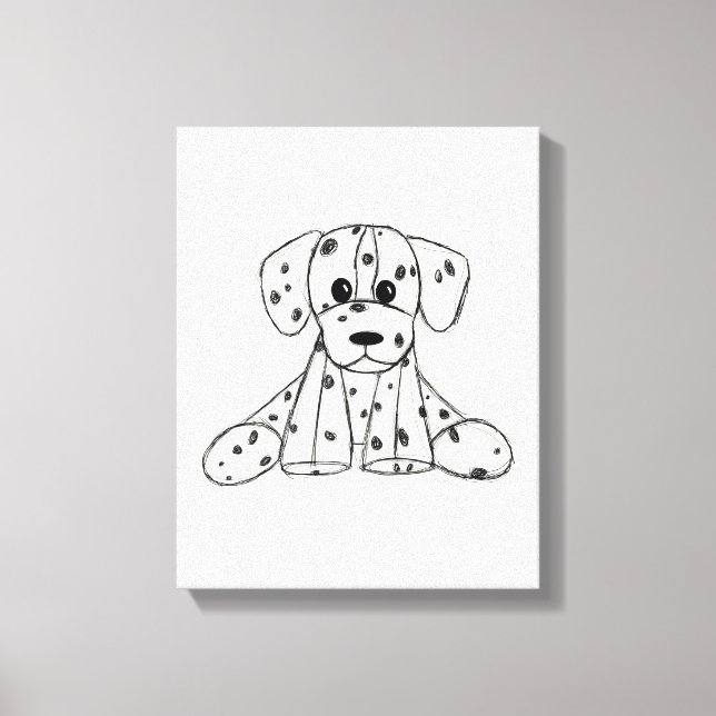 Dalmatiskt uppstoppat hund konturer svart canvastryck (Framsida)