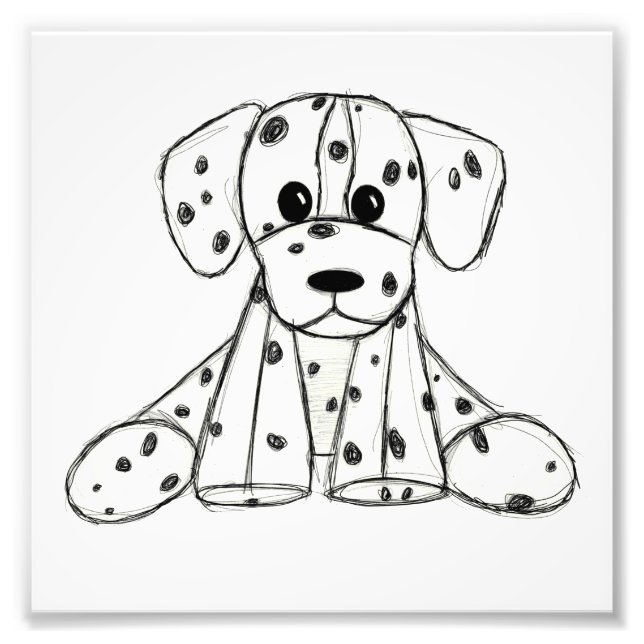 Dalmatiskt uppstoppat hund konturer svart fototryck (Framsidan)