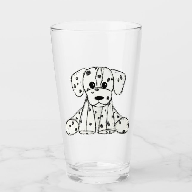 Dalmatiskt uppstoppat hund konturer svart glaskopp (Framsida)