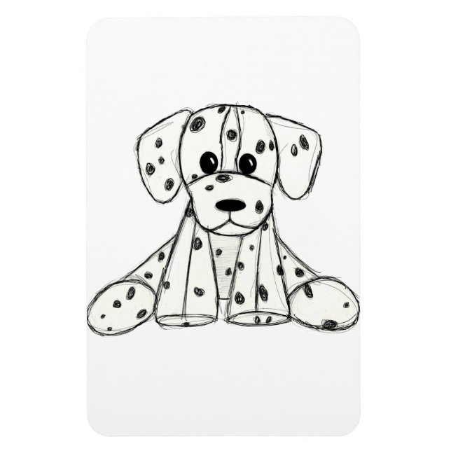 Dalmatiskt uppstoppat hund konturer svart magnet (Vertikal)