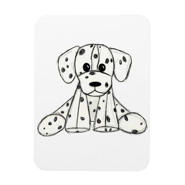 Dalmatiskt uppstoppat hund konturer svart magnet (Vertikal)
