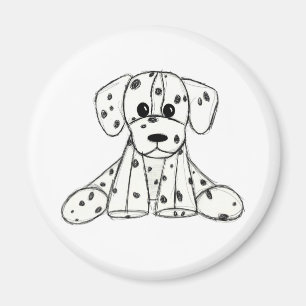 Dalmatiskt uppstoppat hund konturer svart magnet