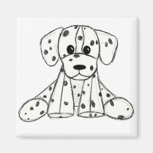Dalmatiskt uppstoppat hund konturer svart magnet