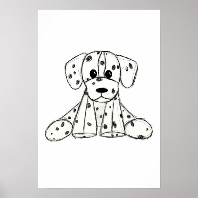 Dalmatiskt uppstoppat hund konturer svart poster (Framsidan)