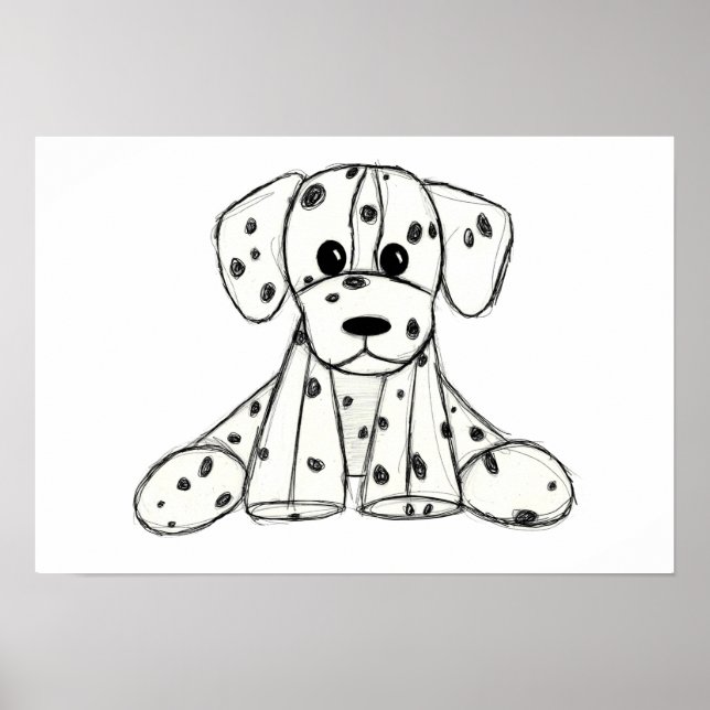 Dalmatiskt uppstoppat hund konturer svart poster (Framsidan)