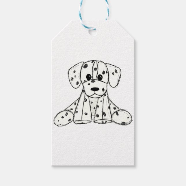 Dalmatiskt uppstoppat hund konturer svart presentetikett (Framsidan)