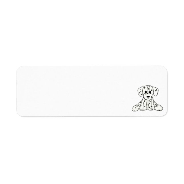 Dalmatiskt uppstoppat hund konturer svart returadress etikett (Framsidan)