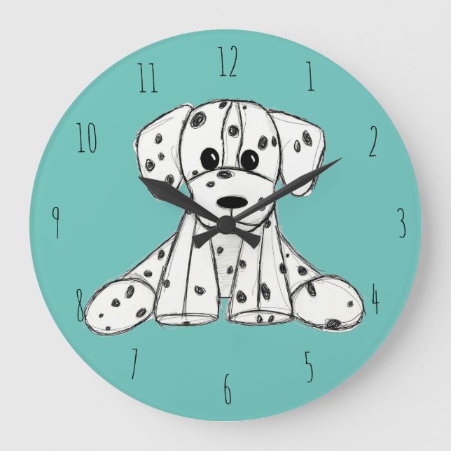 Dalmatiskt uppstoppat hund konturer svart stor klocka (Framsida)