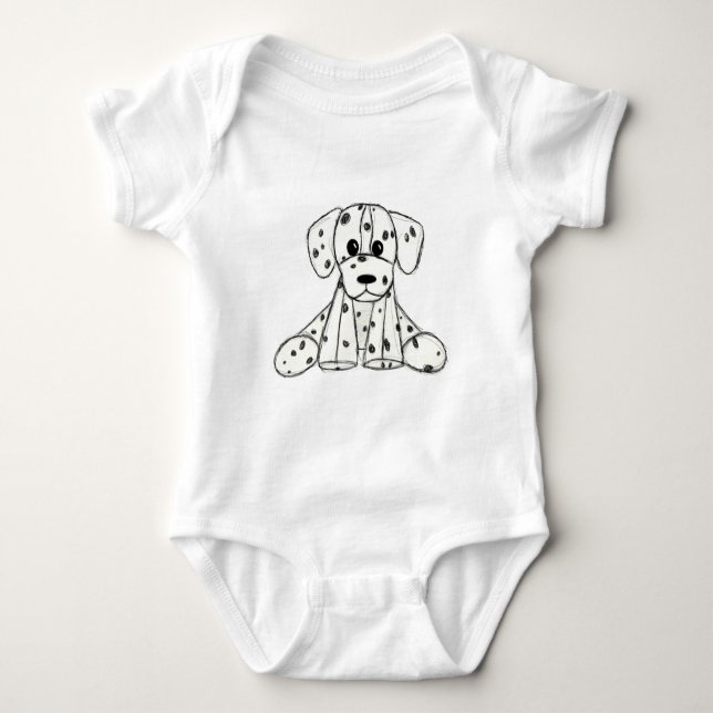Dalmatiskt uppstoppat hund konturer svart t shirt (Framsida)