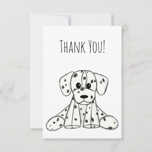 Dalmatiskt uppstoppat hund konturer svart tack kort (Framsida)