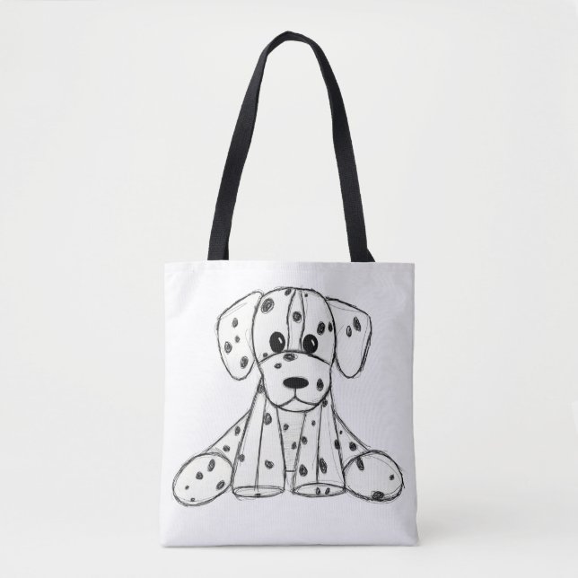 Dalmatiskt uppstoppat hund konturer svart tygkasse (Framsida)
