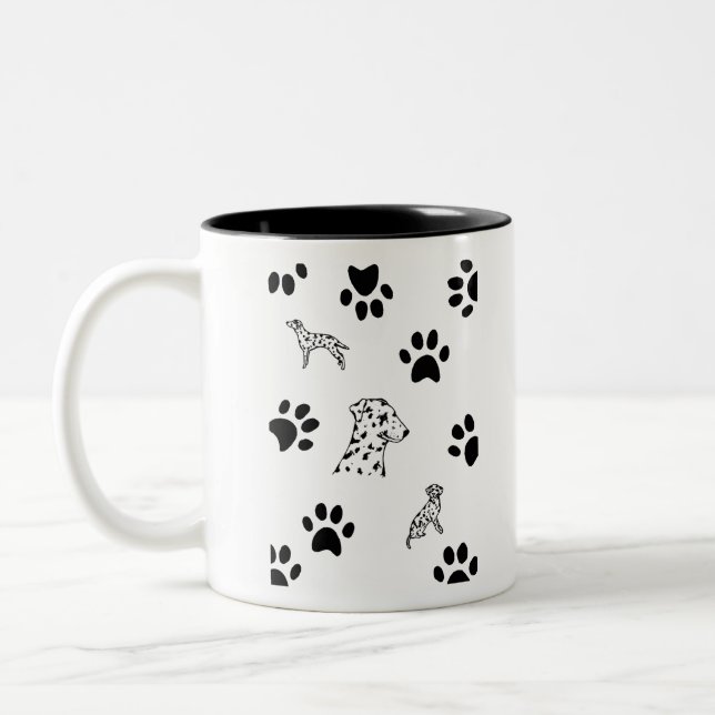 Dalmeringsvalpar Hund tass Tone-kaffe mugg (Vänster)
