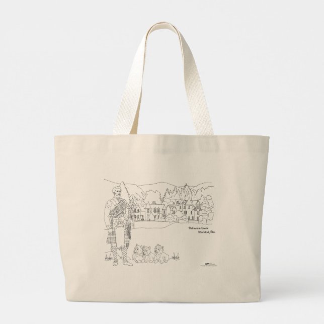 Dalmunzie Castle, Highlander, Westies Tote Bag Jumbo Tygkasse (Baksida)