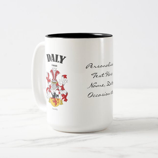 Daly Family Crest, Translation & Meaning Två-Tonad Mugg (Framsida vänster)