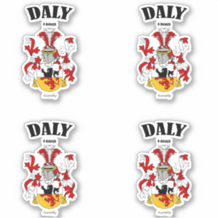 Daly Vapensköld Irish Translation & Meaning (x4) Klistermärken