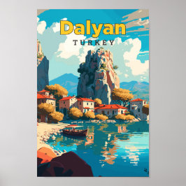 Dalyan Turkey Travel Art Vintage Poster
