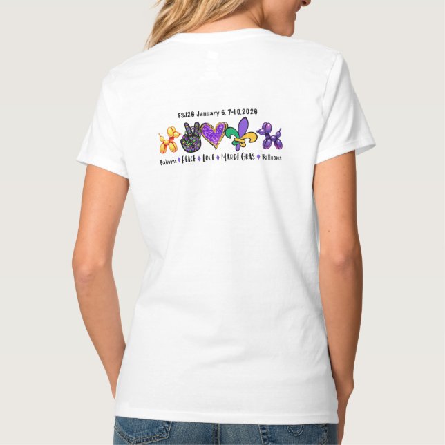 Dam 2-sidig logotyp-skjorta/Mardi Gras T Shirt (Baksida)