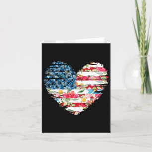 Dam 4:e Juli T-shirt Amerikansk Flagga Blommig Hja Kort
