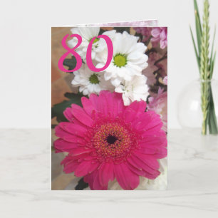 Dam 80-årsdag blommigt kort