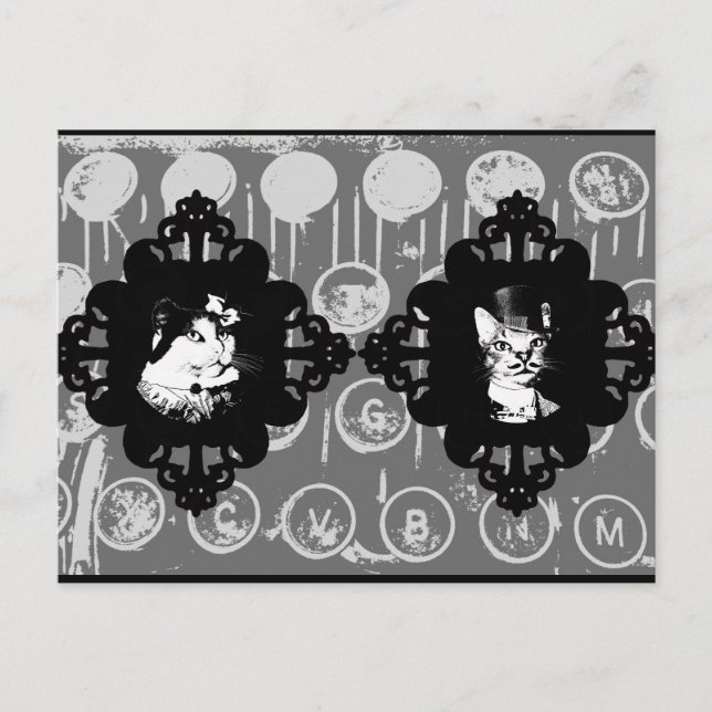 Dam Abigail och Herr Oswin Cat Postcard Vykort (Framsida)
