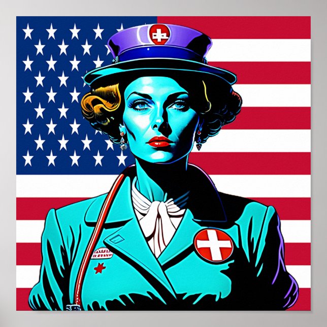 Dam Amerika. USA flagga dam Poster (Framsidan)