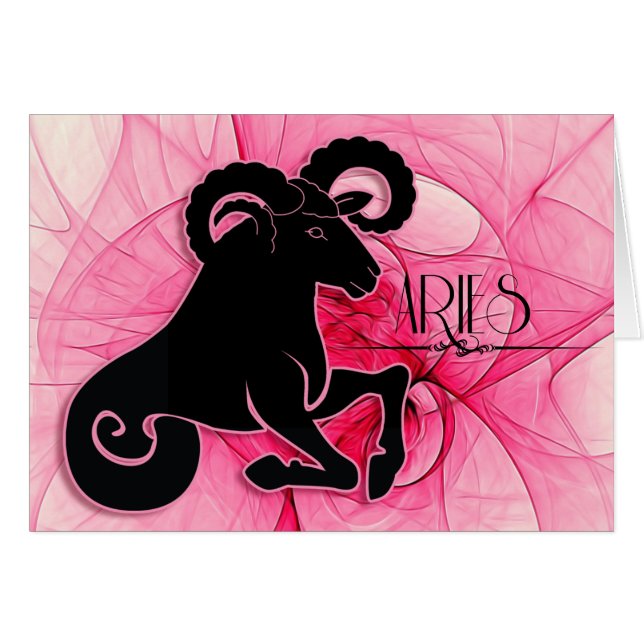 Dam Aries Zodiac Blank med Inside Art OBS Kort (Framsidan Horizontal)