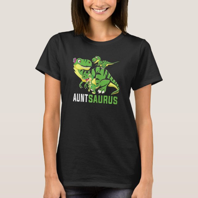 Dam Auntsaurus Söt Aunt Saurus Dinosaur Rolig  T Shirt (Framsida)
