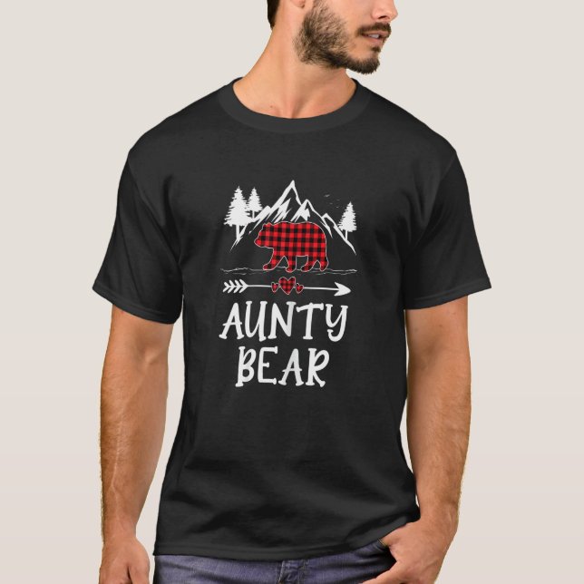 Dam Aunty Bear Jul Pyjamas Röd Rutig Buffa T Shirt (Framsida)