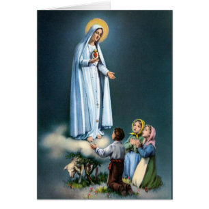 Dam av Fatima w/Children den jungfruliga Mary Hälsningskort