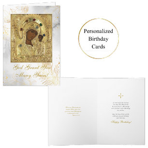 Dam av Kazan, Theotokos, Icon Birthday Kort