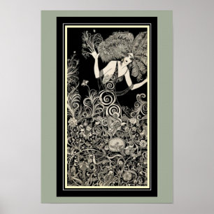 Dam av naturart nouveauaffisch 13 x 19 poster