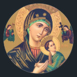 Dam av perpetual Help Stickers Runt Klistermärke<br><div class="desc">Vår Dam i Perpetual Help.</div>