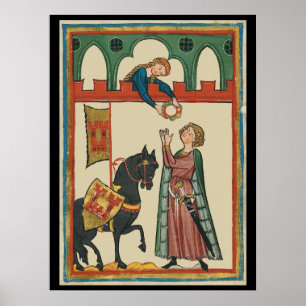 Dam Awarding Knight A Garland, 14:e århundradet Poster