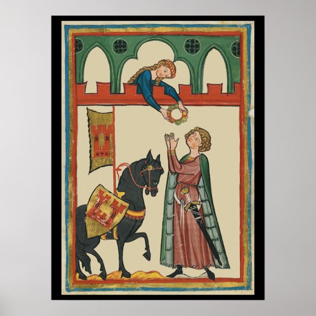 Dam Awarding Knight A Garland, 14:e århundradet Poster (Framsidan)