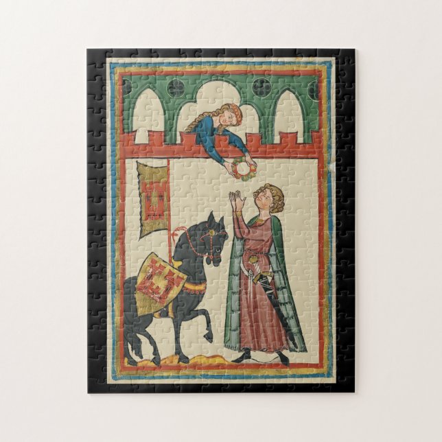 Dam Awarding Knight A Garland, 14:e århundradet Pussel (Vertikal)