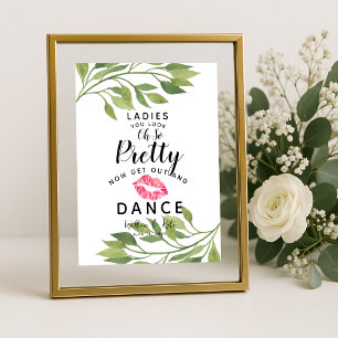 dam BATHROOM bröllop-tecken på grönska löv-löv Poster