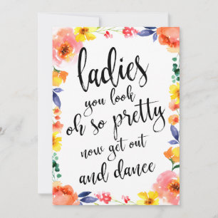 Dam Bathroom-skylt till överkomlig Blommigt Bröllo