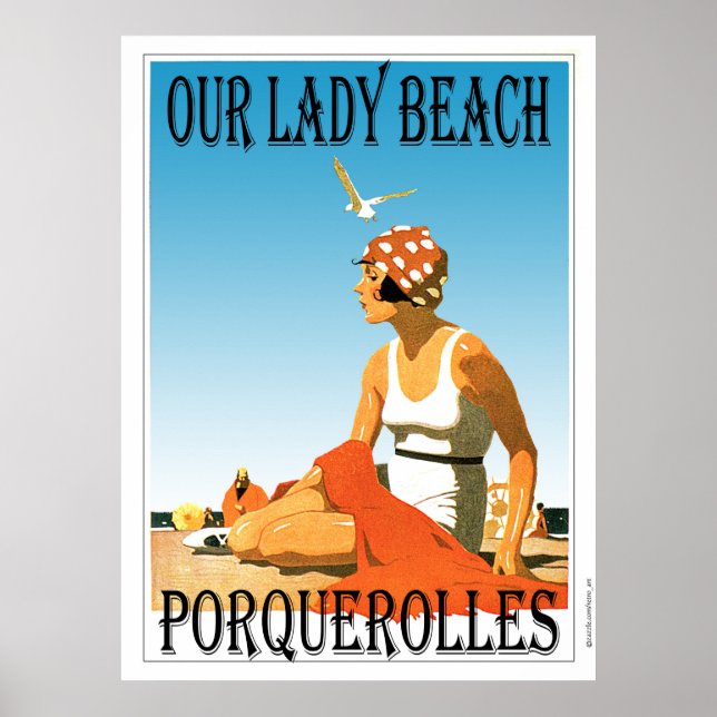 Dam Beach Porquerolles Frankrike Vintage Stil Poster (Framsidan)