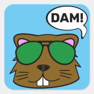 Dam Beaver Fyrkantigt Klistermärke